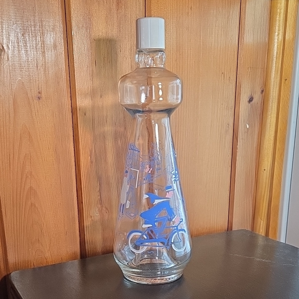 Vintage Barware Creme De Menthe Decanter Bottle Paris France Motif